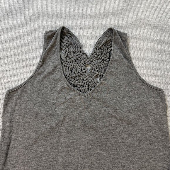 Maurices Gray Sleeveless Tank Top Racerback Crochet-look Lace Back Womens Size M - Picture 6 of 14